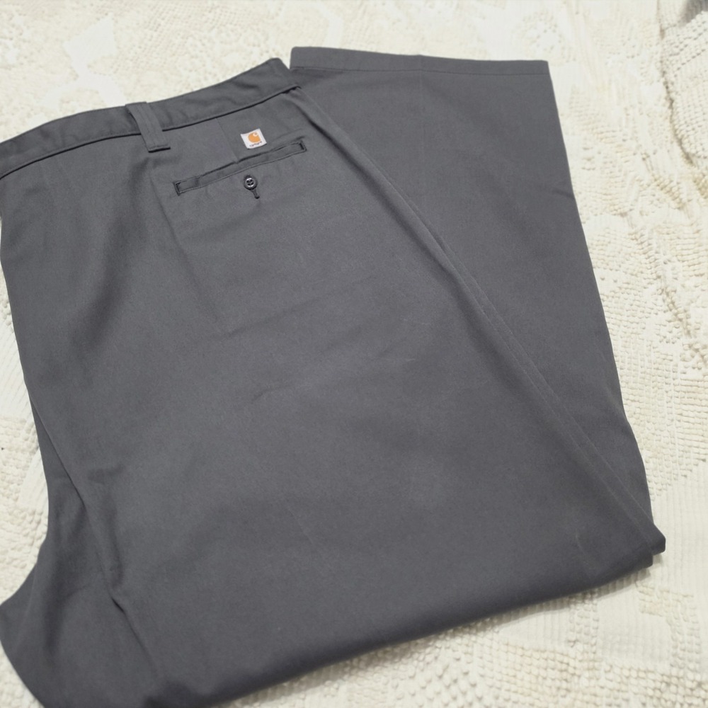 Carhartt Pants 56x32 Mens Grey Blended Twill Work Chino Straight Leg Flat Front